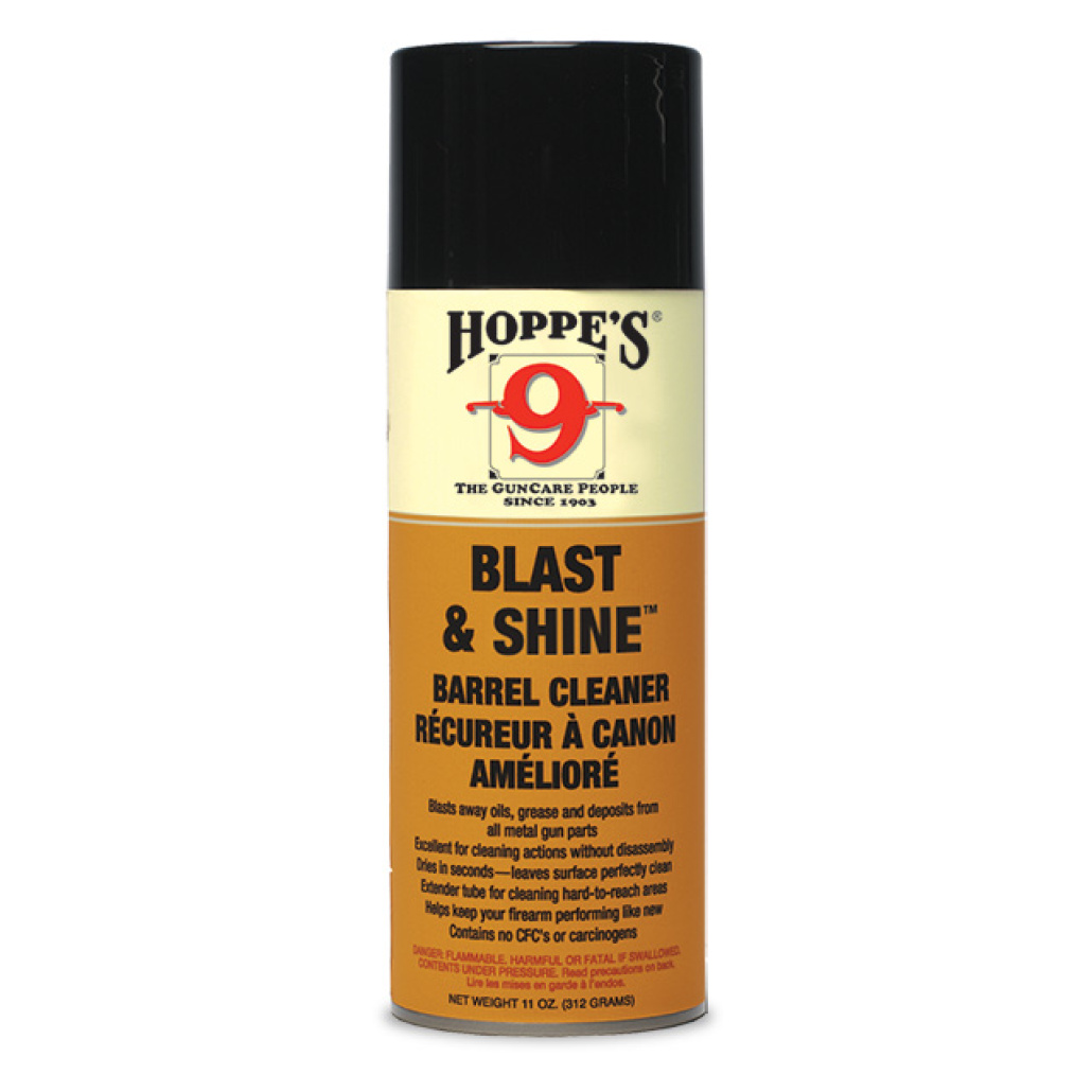 Blast & Shine är en högpresterande spray som mycket effektivt löser både olja och fett samt avlägsnar föroreningar från vapendelar av metall.