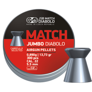 JSB Match Jumbo är något överdimensionerad till 5,52 Lämplig kula ( Plattnosad ) för målskytte på tavlor då de stansar ut fina jämna runda hål i tavlan.