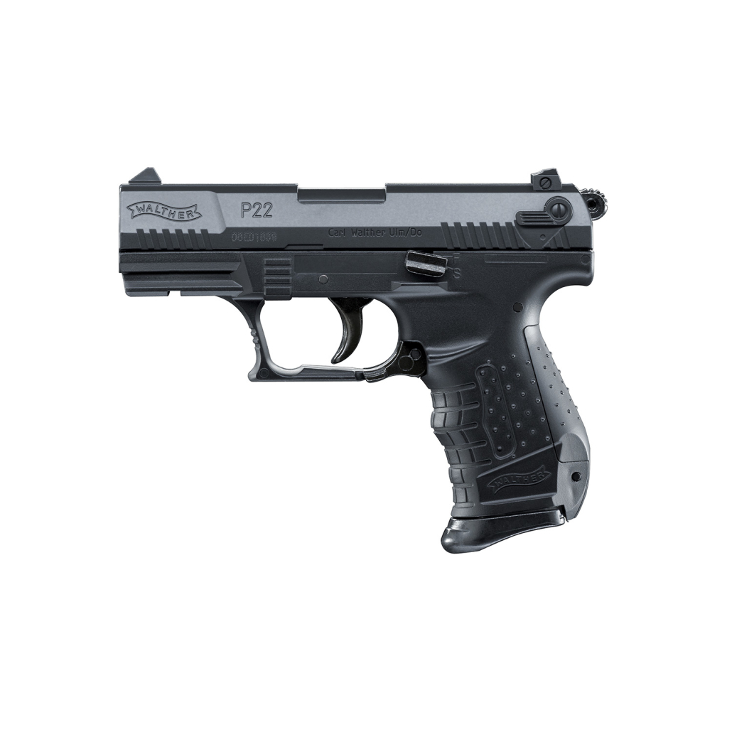 Walther P22 Airsoft fjäderdriven pistol fjäderdriven kopia av originalet. Magasinet rymmer 20st 6mm kulor, vi rekommenderar 0,20g. 2st magasin medföljer.