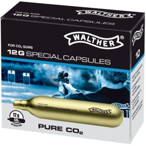 WALTHER Premium Kolsyrepatroner 12g Högsta kvalité, välkänd tillverkare! 10-pack med CO2-patroner (kolsyrepatroner). Maxtryck 57bar (20°C).