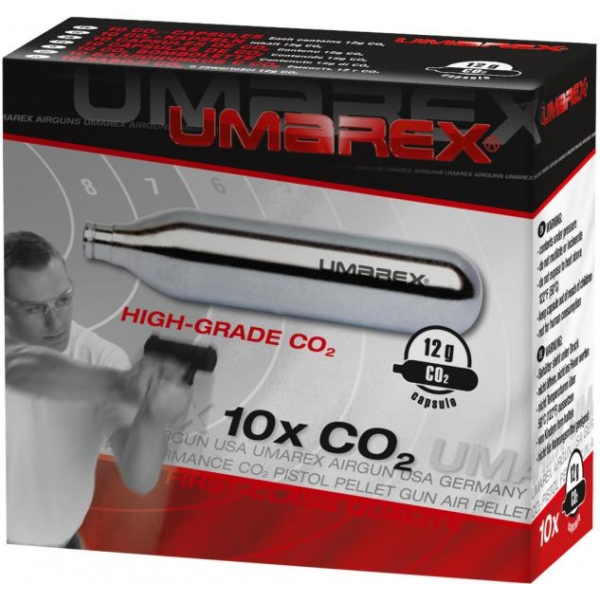 Kolsyrepatroner 12g 10-pack Umarex till co2 luftvapen kvalitets patroner från Tyskland med maxtryck 57bar (20°C)