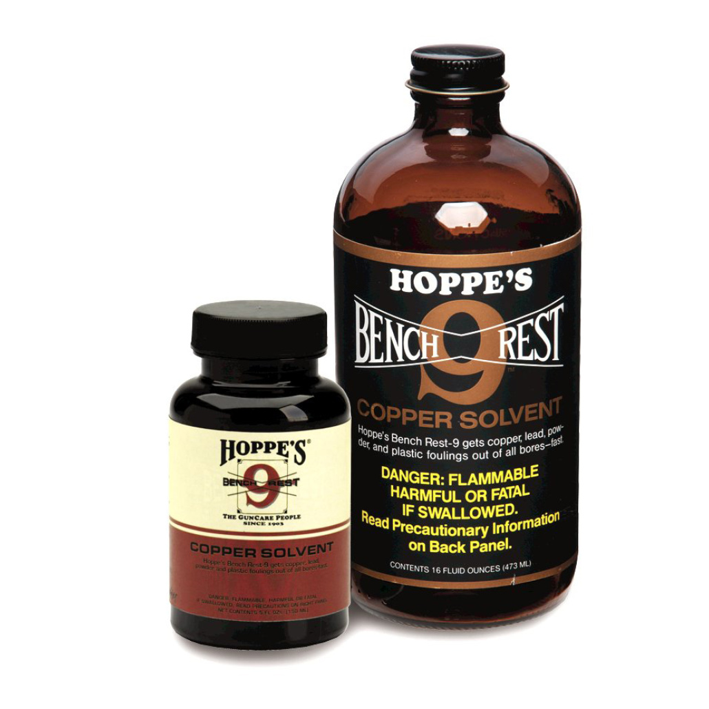 Hoppe´s No.9 Bench Rest Copper Solvent 5oz En minst sagt rejäl kopparlösare från välkända Hoppe´s har du här! Med detta kraftfulla rengöringsmedel, kan påväxt koppar rengöras från pipan över natten, i stället för de vanliga 3 till 4 dagar det tar med andra fabrikat.