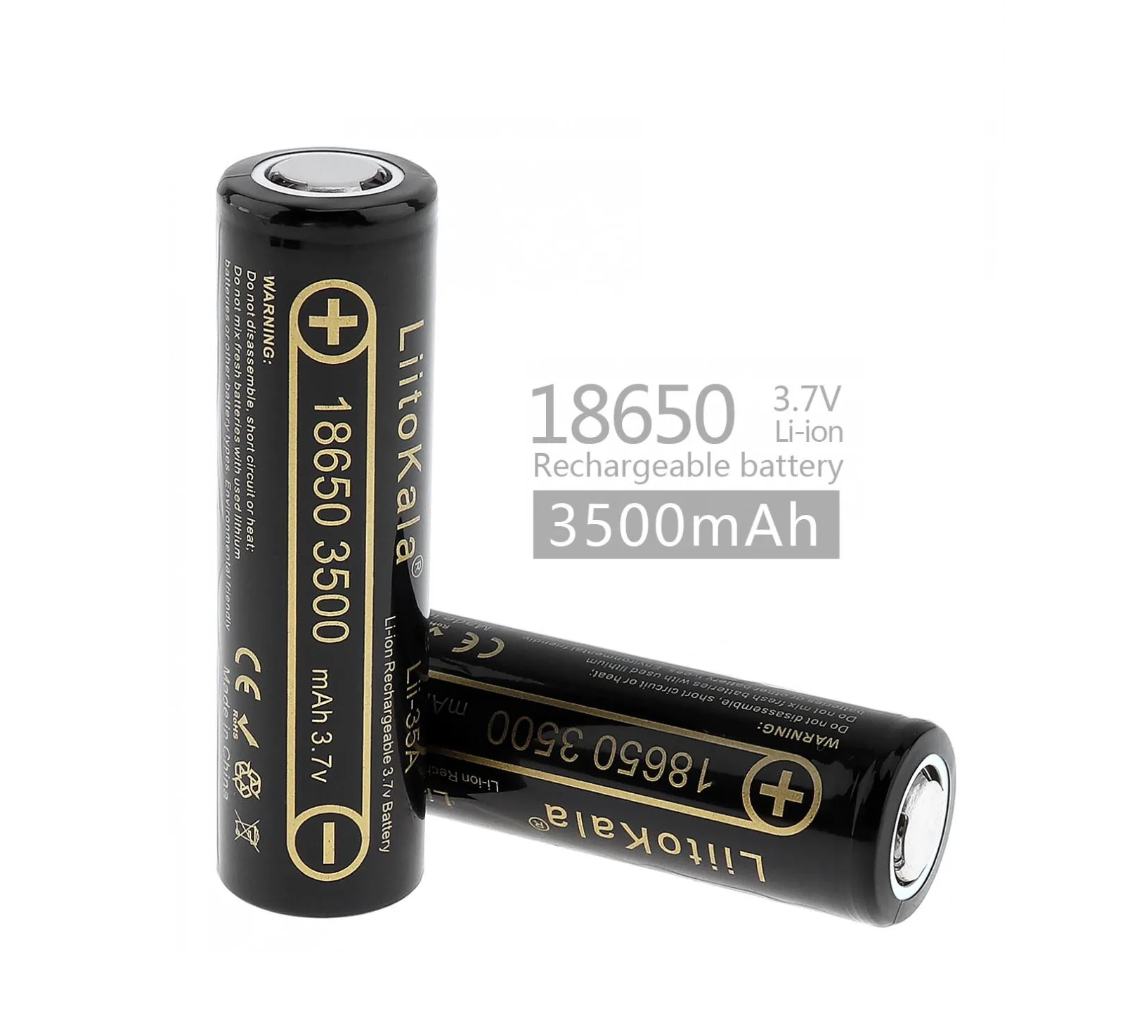 Batteri 18650 Li-ion 3500mAh Uppladdningsbart batteri. En Storsäljare! Kompakt design som passar bra för bland annat högintensiva lampor mm.