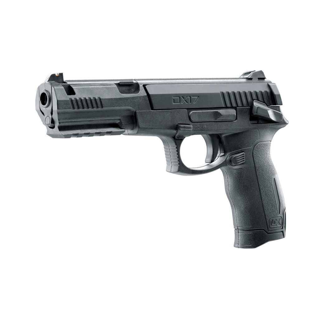 Luftpistol UX DX17 .177 billigaste luftpistolen hos oss, skjuter stålrundkulor bb´s, diaboler, pilar, Fjäderdriven luftpistol med låg effekt!