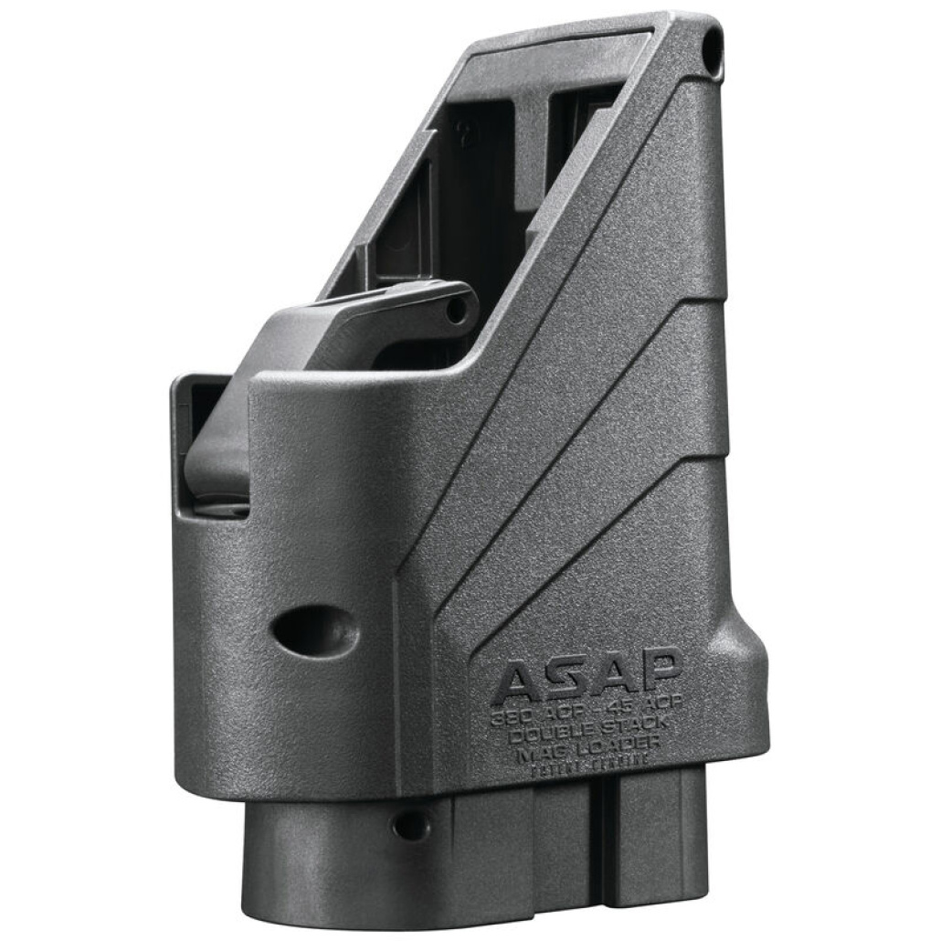 Butler Creek Asap Magazine passar till de flesta double stack magasin mellan.380 ACP till .45 ACP och laddar magasinet med ett tryck.