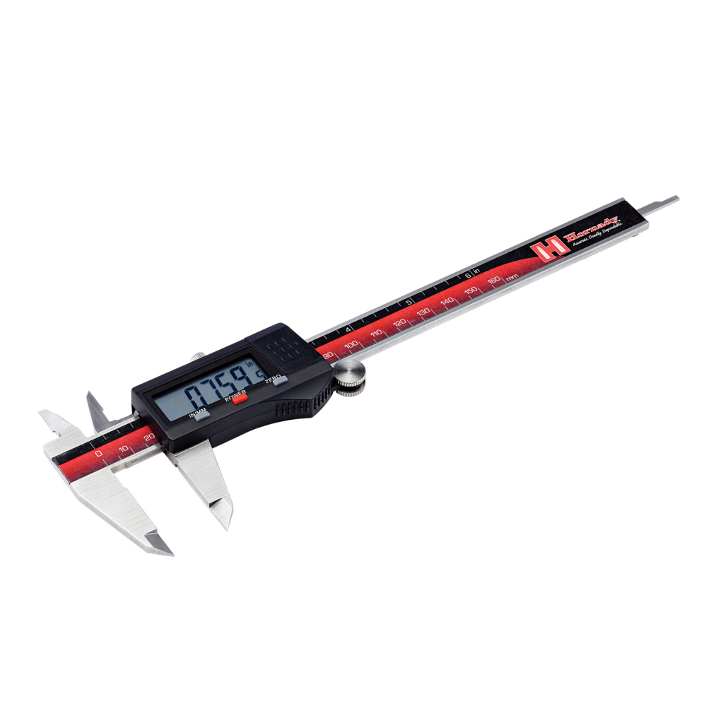 Hornady Measuring Devices Digital Caliper Mät exakt hylslängd, hylsans in- och utvändiga diameter, kulans längd, tändhattsläges djup och patronlängd.