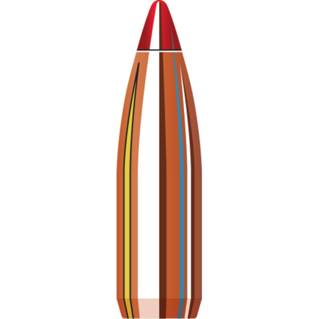 Hornady V-MAX® Bullets 22 Cal .224 53 GR V-MAX® 100/Box Boattail Branschens ledande varmintkula med polymerspets. Ger maximal noggrannhet på alla avstånd samt explosiv expansion även vid låga hastigheter.