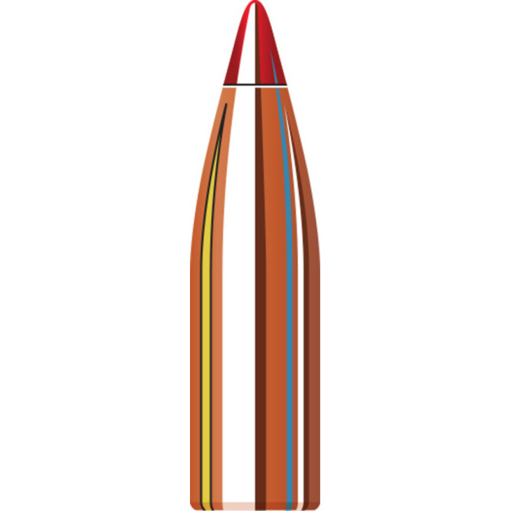 Hornady V-MAX Bullets 22 Cal .224 55 GR V-MAX 100/Box Flatbase Branschens ledande varmintkula med polymerspets. Ger maximal noggrannhet på alla avstånd samt explosiv expansion även vid låga hastigheter.