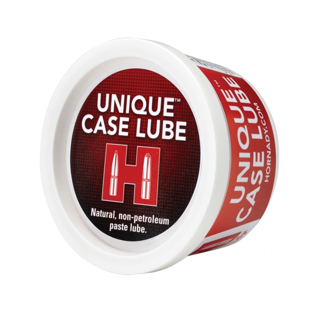 Hornady Unique™ Case Lube 118ml For those who want to use a high quality paste lube, this non-petroleum product will not contaminate powder or primers.