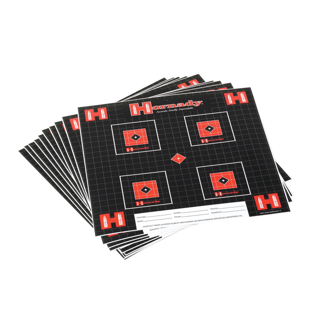 Lock-N-Load Hornady Måltavlor 10-Pack 10-Pack har ett rutmönster med flera syftpunkter. Självmarkerande tavlor, inget behov av kikare längre!