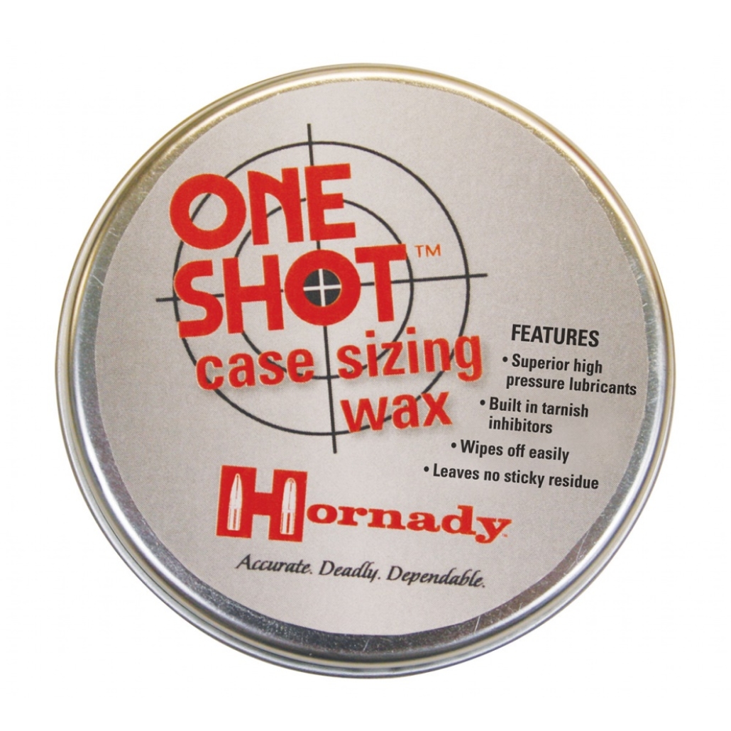 Hornady One Shot Case Sizing Wax Simply dab on your index finger & thumb, then apply to cartridge case before sizing. A little goes a long way.