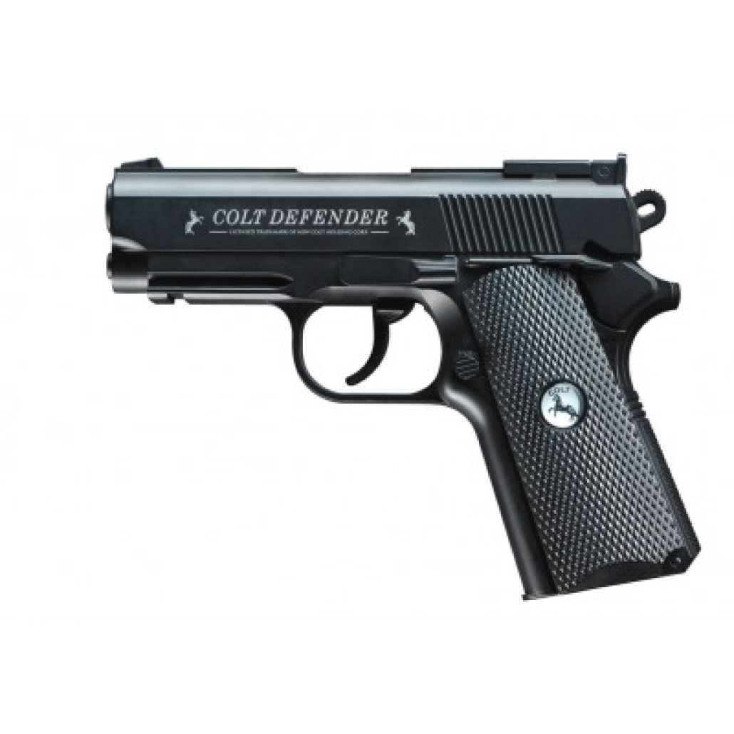 Colt Defender Co2 Mycket luftpistol erbjuds i denna modellen, full metall, 16 skotts magasin, Picatinny rails för laser sikte mm.