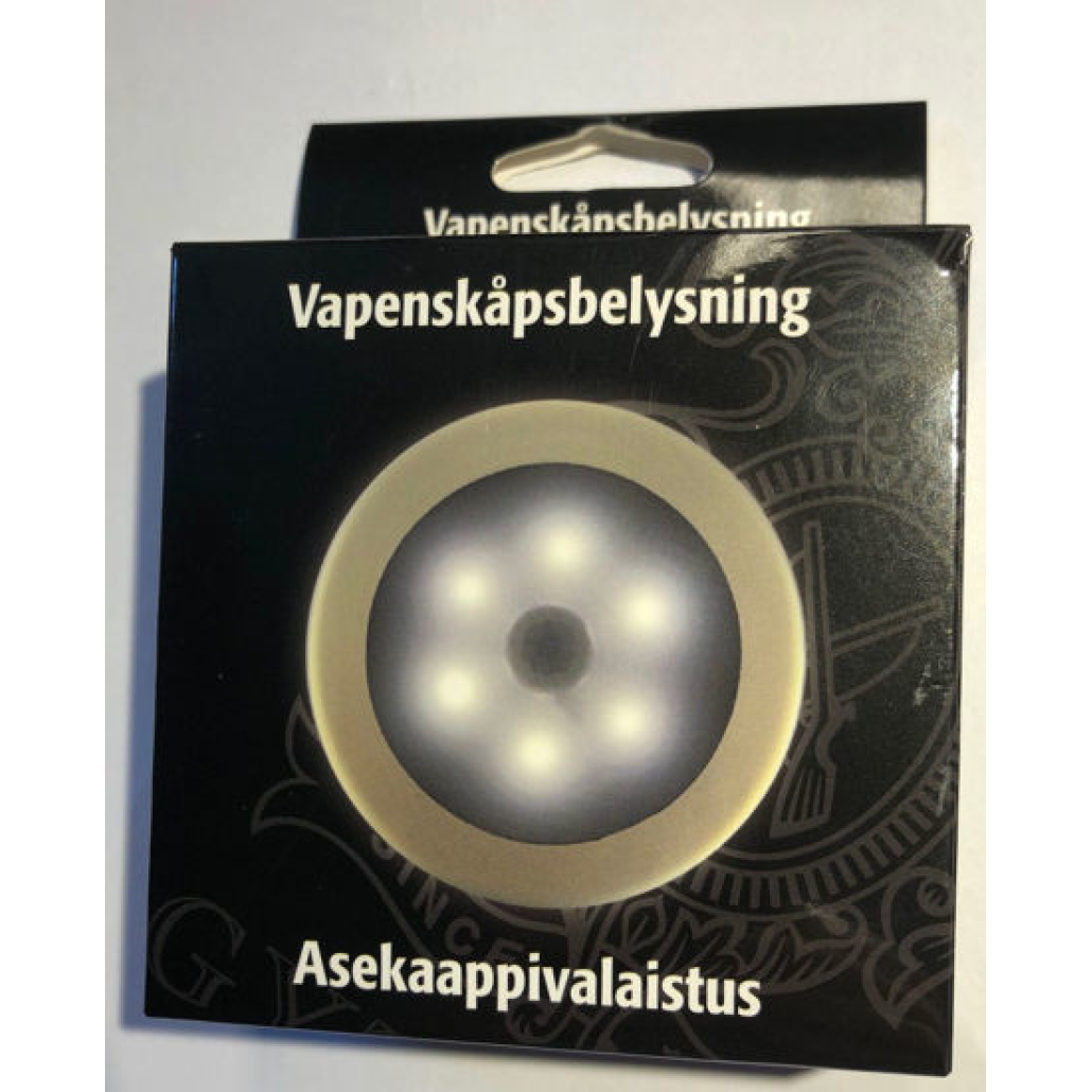 VAPENSKÅPS BELYSNING Gyttorp, hitta utrustningen inne i vapenskåpet mycket lättare! LED lampa, lampan tänds automatiskt med sensor.