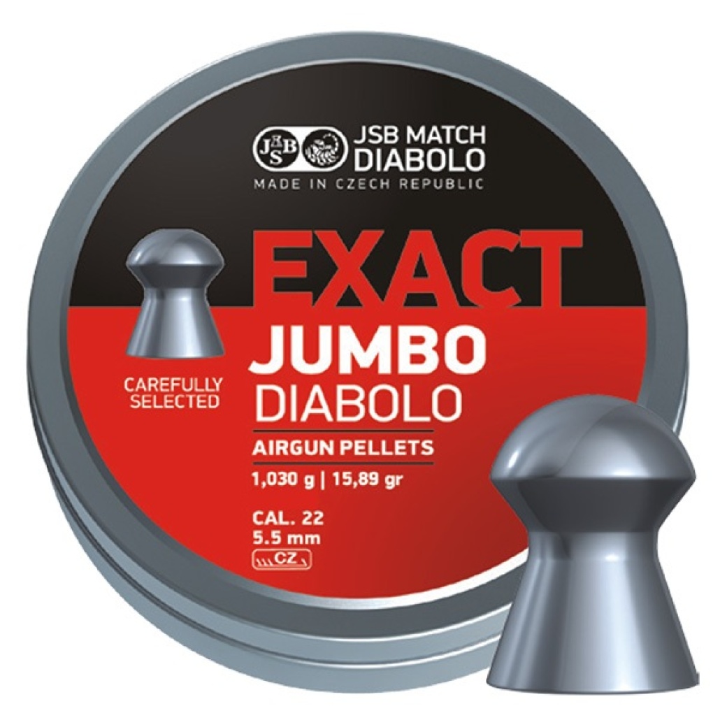 JSB Exact Jumbo 5.50mm 1.030g 250st Exact-serien är JSBs populäraste serie, en diabol som generellt framhålls som nr. 1 av entusiaster och tävlingsskyttar!