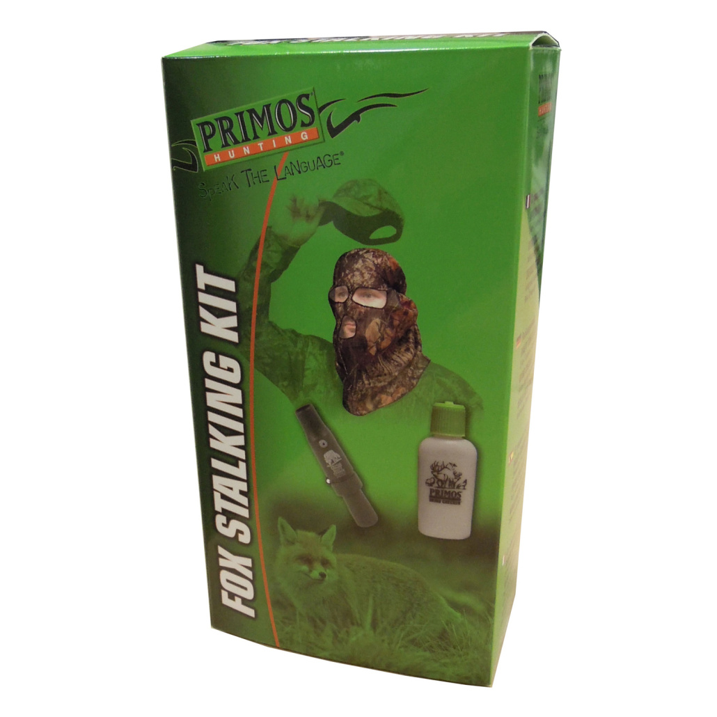Primos Fox Stalking Kit, -Primos Windchecker (ha koll på vindriktningen).-Primos Raspy Coaxer (lockpipa).-Primos Mask Full Hood (Ansiktsmask)