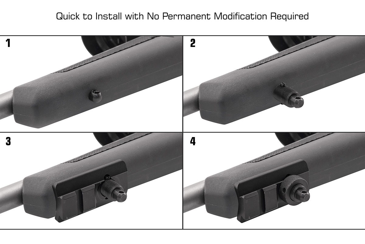 Swivel-fäste Benstöd Lasersikte Eftersökslampa En praktisk skena fäster mot gevärskolvens främre rembygelfäste i framstocken på vapnet.