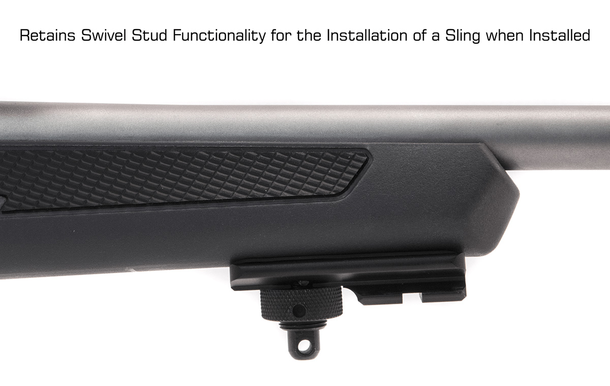 Swivel-fäste Benstöd Lasersikte Eftersökslampa En praktisk skena fäster mot gevärskolvens främre rembygelfäste i framstocken på vapnet.