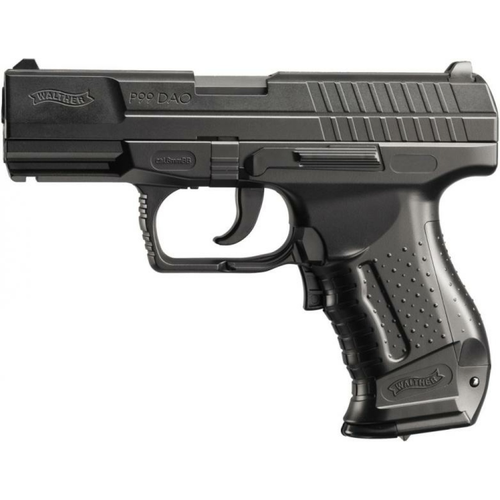 Walther P99 DAO AEG en elektrisk airsoft pistol med full-auto.James Bonds tjänstevapen sedan många år med en välbalanserad längd på 180mm.