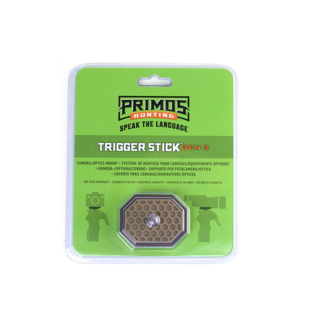 Kamera/tillbehörsbas Primos Trigger Stick Gen III ett tillbehör som gör det möjligt att snabbt växla mellan gevärsklykan och t.ex. en kamera