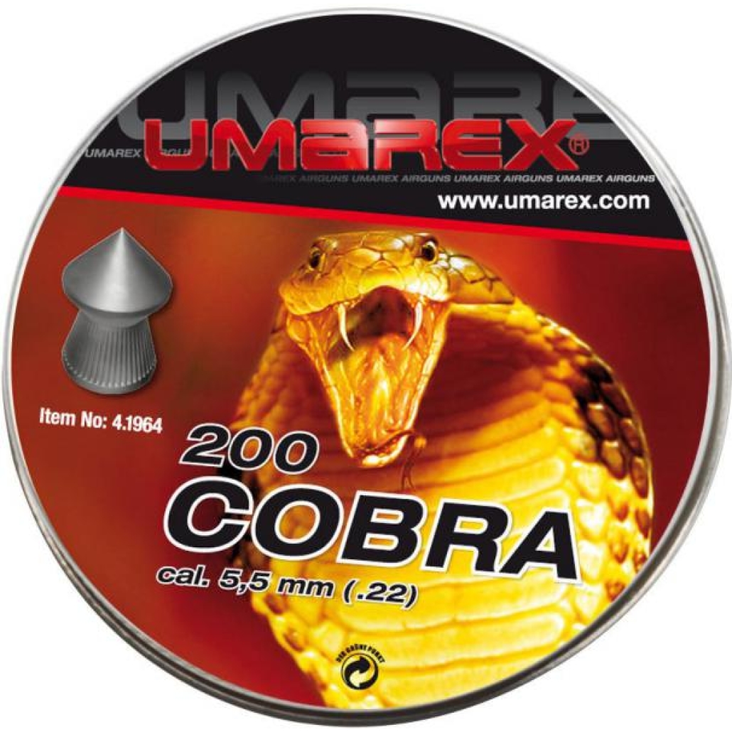 Diabol Umarex Cobra .22 200-pack luftvapenammunition från populära Umarex! En kvalitativ spetsnoskula med bra kraft och hög precisionsgrad.