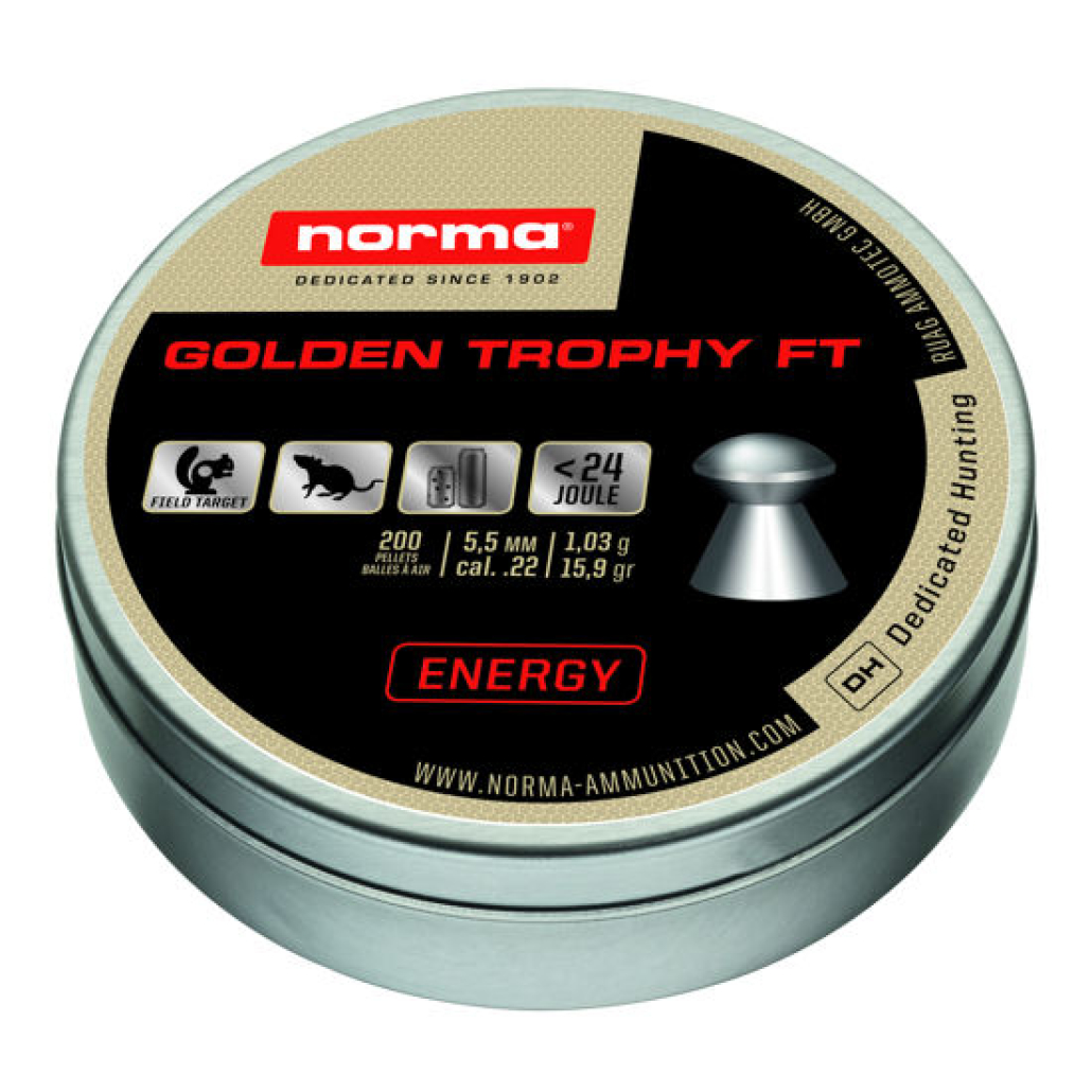 Golden Trophy FT Heavy från Norma är tunga diaboler, luftgevärsammunition lämpliga för luftvapen med mer än 24 joule i anslagsenergi!