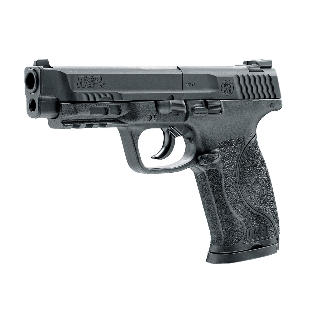 Smith&Wesson M&P 45 CO2 4.5mm Diaboler En trevlig luftpistol, pistolen skjuter diaboler som ger bra precision, samt drivning är CO2 12gr kolsyrepatroner!