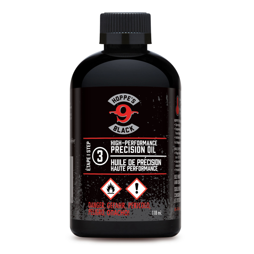 Hoppe's Black Precision Oil, högpresterande vapenolja som fungerar i de mest extrema förhållanden. Utvecklad för vapen med hög eldhastighet! Klarar såväl låga som högra temperaturer (-53 °C och 282 °C)