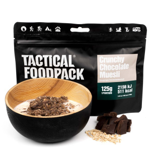 Tactical Foodpack Crunchy Chocolate Muesli Möt vår taktiska chokladmüsli. Denna hälsosamma granola är som hemlagade frukostflingor.