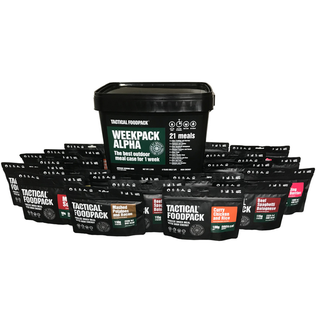 Tactical Foodpack WeekPack Alpha kombinationspaket för 1 vecka för 1 person. Inkluderar totalt 21 måltider.
