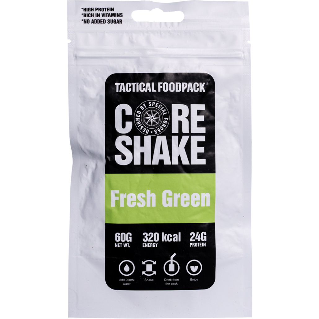 Tactical Foodpack Core Shake Fresh Green Detta är den bästa frystorkade maten för camping, vandring och utomhusäventyr.