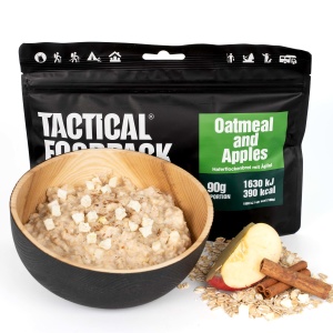 Tactical Foodpack Oatmeal and Apples En läcker frukost som tillsatts färska frystorkade äpplen för att ge saftighet och fräschör.