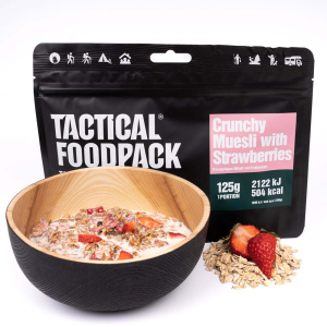 Tactical Foodpack Muesli Strawberries Tactical Foodpack är den bästa frystorkade maten för camping, vandring och utomhusäventyr.