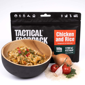 Tactical Foodpack Chicken and Rice Lättare kryddad risrätt med kyckling, innehåller även naturlig kycklingbuljong. 100% naturlig!