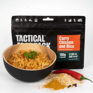 Tactical Foodpack Curry Chicken and Rice Krämig curry med måttlig kryddighet. 100% naturlig, utan konserveringsmedel och tillsatser.