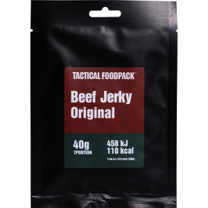 Tactical Foodpack Beef Jerky Original Sann och fyllig i smaken, saftig och mör i konsistensen. Perfekt kombination för alla som älskar Jerky!