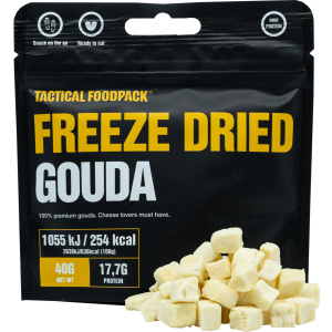 Tactical Foodpack Gouda Cheese Full av smak, krispig och 100% äkta ost. Ät direkt ur påsen vid vandring, eller ha som tilltugg!