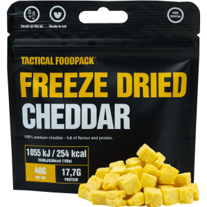 Tactical Foodpack Cheddar Cheese Full av smak, krispig och 100% äkta ost. Ät direkt ur påsen vid vandring, eller ha som tilltugg!