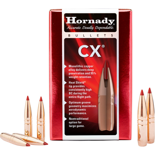 Hornady CX Bullets med optimerade rillor för bättre precision och högre BC, Kopparkula pålitlig expansion i höga och låga hastigheter!