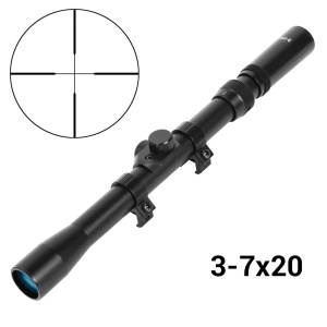 Kikarsikte 3-7X20 Riflescope med variabel förstoring, det är alltid lite trevligare att använda sig av, allt beroende på hur nära man vill komma till skjutmålet, ett av våra mest populära kikarsikten, ringar för montage ingår, 9-11mm kilspår!