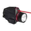 Vapenlampa inbyggt lasersikte 150lumen Passar på picatinny skena samt weaver skena, drivs av ett CR123A batteri, ingår ej men vi saluför batteriet så klart!