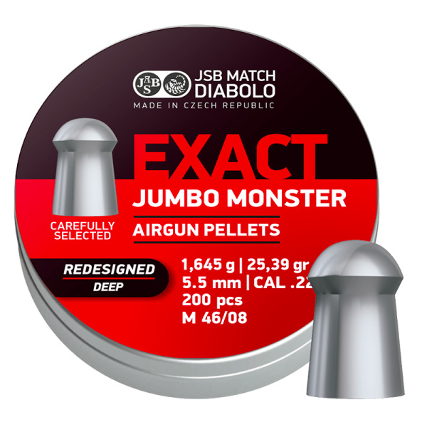 Exact Jumbo Monster Deep för de kraftfullaste luftgevären! Tunga kulor som är stabila även på effektnivåer över 50J men passar även för gevär över 70J.