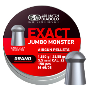 Exact Jumbo Monster Grand Nyhet under 2024, ny design på diabolen från den så populära JSB Exact-serien! Rundnosformad diabol, 150st per förpackning!