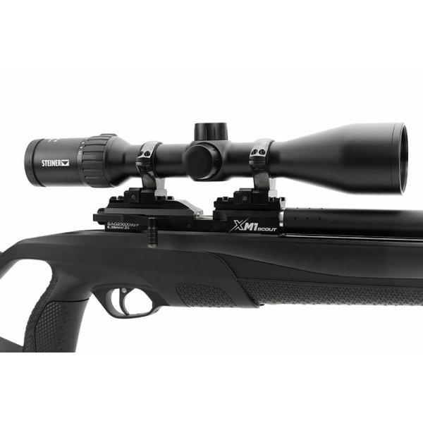 The PICATINNY RAIL, integrated into the rifle’s frame, has a compact and streamlined structure designed to ensure optimal alignment with the optics.