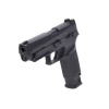 Sig Sauer ProForce P320-M17 Denna avancerade pistol är en kopia av amerikanska arméns tjänstepistol.  Pistolen har polymergrepp och metall slide. Tack vare picatinnyskenan  kan lasersikte eller lampa monteras på pistolen. 