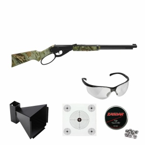 Paketerbjudande Daisy Camo Lever Action Carbine Model 1999 Julklapp kanske? Ett komplett paket: Gevär, Kulfång, Måltavlor, Skyddsglasögon, Stålrundkulor