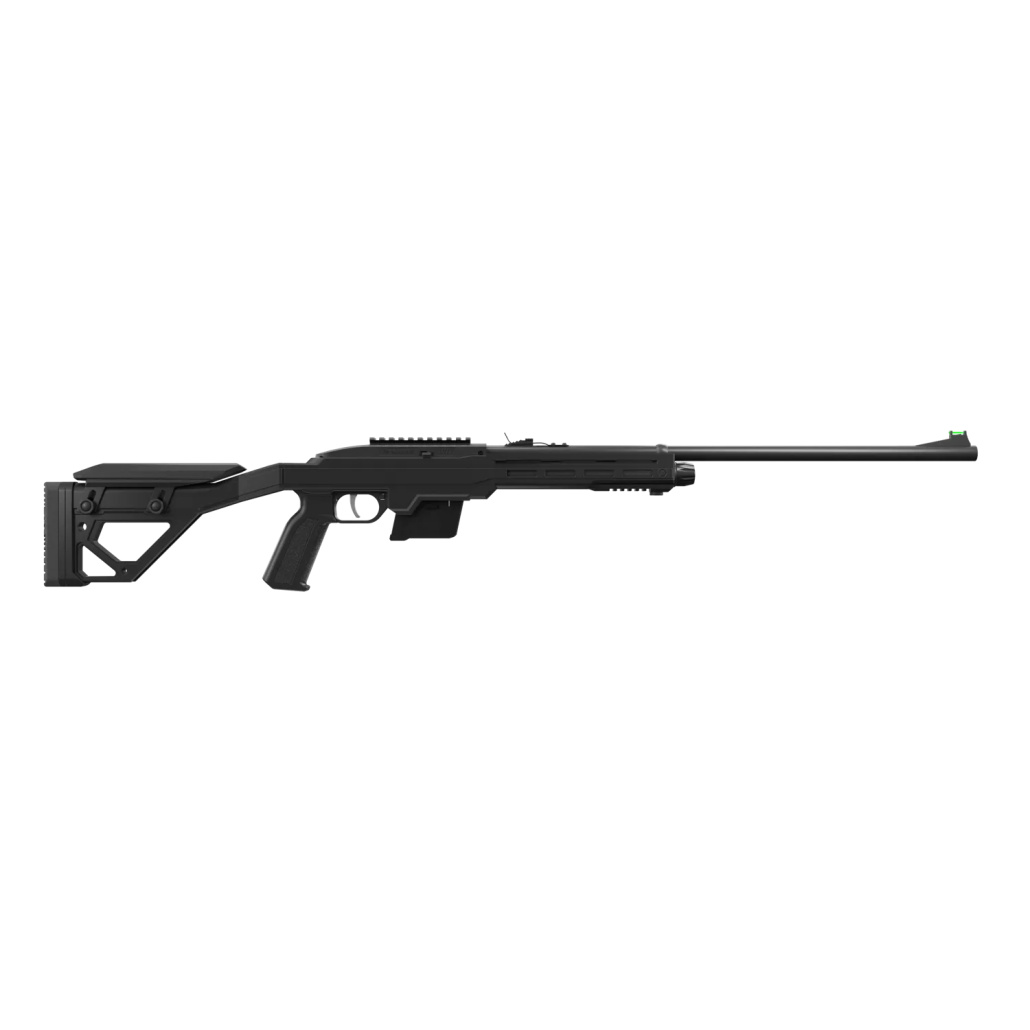 Crosman 1077 Tactical Co2 Diaboler Geväret kombinerar taktisk stil och snabbt skytte, halvautomatisk funktion, 12-skott diaboler i cylindermagasin, räfflad stålpipa, justerbar taktisk kolv ger bra inställningsmöjligheter! 