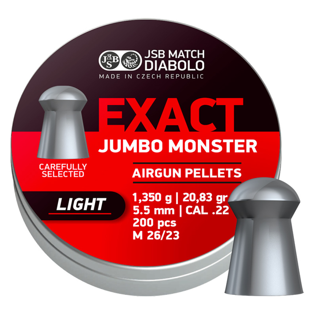 JSB Exact Jumbo Monster Light 5.52mm tillhör populäraste serien och är en diabol som framhålls som nr. 1 av en hel värld av entusiaster och tävlingsskyttar.