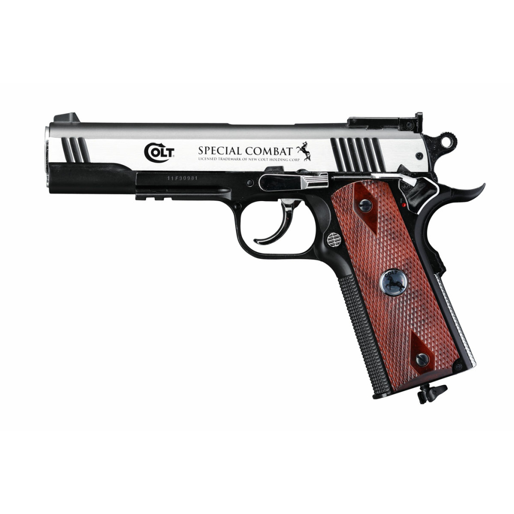 Colt Special Combat Classic bb är en populär kolsyrepistol som skjuter stålrundkulor. En mycket välgjord 1911 replika från Umarex, Rörlig slide, med upphak.
