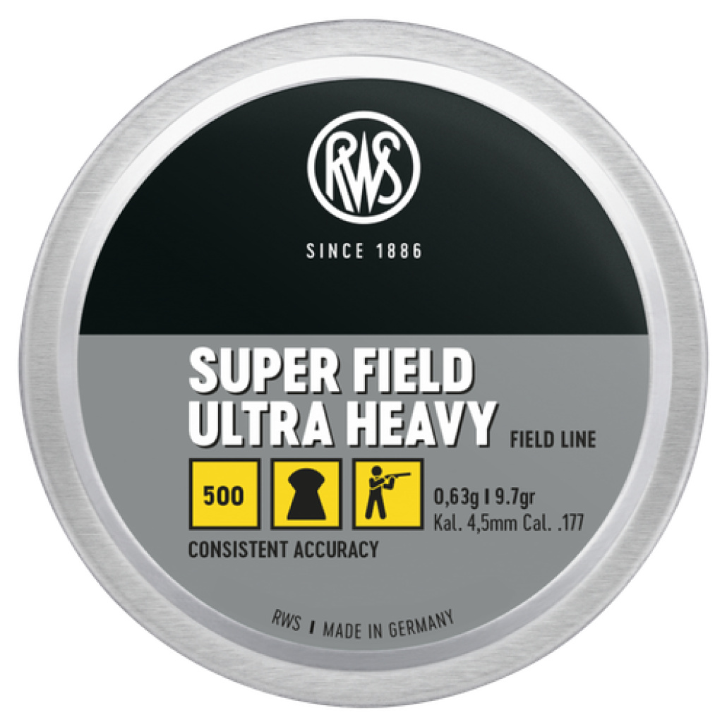 RWS S-FIELD ULTRA HEAVY 4.5MM 500PC tillhör deras Field Line serie, detta är en tung kula som lämpar sig bäst till licensbelagda luftgevär med hög effekt i. 