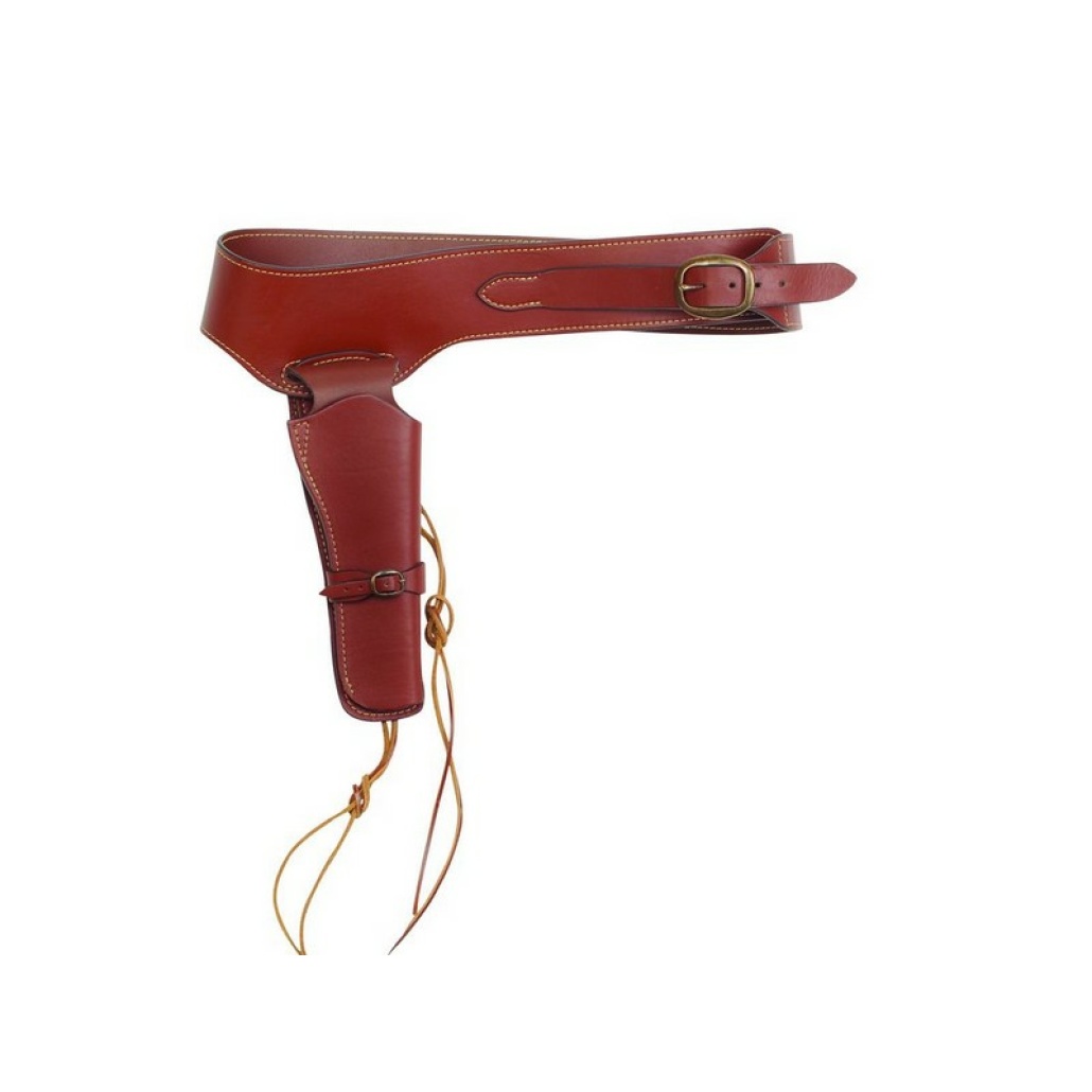 Läderhölster för svartkruts revolver Material:  Äkta läder! -Läderbältet har ett höftomfång passande till 95cm upp till 110cm totallängden är 116cm.